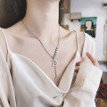 wholesale S925 Sterling Silver Korean-style Personalized Inlaid Zircon Letter D Fringe Pendant Long Versatile Necklace-0-3