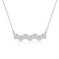 wholesale 925 Silver European and American Designer Women's Necklace, Small Batch Design, Personalized Square Link Chain Pendant, Pure Silver Collarbone Chain, Versatile INS Style-Platinum 925 silver