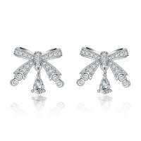 wholesale 925 Sterling Silver Bow Earrings Light Luxury High-end Sense Chanel-style Earwear European and American Brand Tassel Earrings Wholesale-Platinum 925 silver