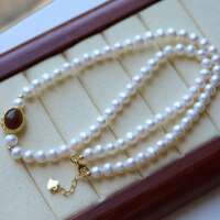 wholesale Metal material first, factory wholesale new Chinese style natural freshwater pearl necklace for women, retro and luxurious versatile ladies necklace-5-6mm pearl necklace