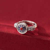 wholesale S925 Sterling Silver Fashion Exquisite Retro Vintage Rotatable Dragon Soaring Luck Ring R02638-S925 silver ring Adjustable opening