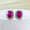wholesale S925 Silver Daily Simple Versatile One-Carat Simulated Ruby Stud Earrings for Women, Fresh and Delicate Style-0-5