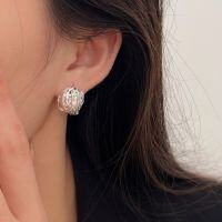 wholesale S925 Sterling Silver Heavy Work Geometric Irregular Spherical Earrings Korean New Style High-end Niche Earrings-Sterling silver