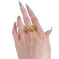 wholesale S925 sterling silver gold-plated satin ribbon pleated bow glossy two-tone ring, premium feel-0-4