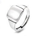 wholesale S925 sterling silver Korean minimalist geometric square brushed smooth ring, simple and fashionable open-ended finger ring-0-6