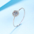 wholesale Pt950-plated S925 silver thin circle ring for women with moissanite inlaid open setting ring for distribution-0-2