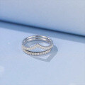 wholesale S925 Sterling Silver Simple Fashionable Light Luxury Women's Moissanite Ring, V-Shape Row Ring Set with Moissanite Gemstone-0-2