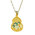 wholesale Silver-gilded cold enamel cloisonné palace antique style jade pendant Hetian jade gourd necklace-0-4