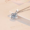 Sterling Silver Moissanite Five-Petal Flower Pendant Necklace-0-0