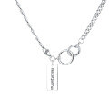 wholesale S925 Sterling Silver Olive Chain Link Side Pendant Rectangular Plaque Letter Necklace Elegant Light Luxury Style Women's Collarbone Chain-0-4