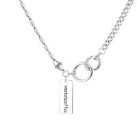 wholesale S925 Sterling Silver Olive Chain Link Side Pendant Rectangular Plaque Letter Necklace Elegant Light Luxury Style Women's Collarbone Chain-194FL/approx. 7.7g 925 silver