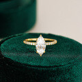 Sterling Silver Marquise Moissanite Ring, Simple Classic Style-0-0
