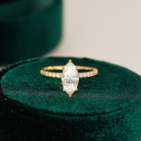 Sterling Silver Marquise Moissanite Ring, Simple Classic Style-Set with 3CT moissanite  US No. 8