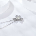 wholesale S925 silver gold-plated necklace with Yuntong Jewelry's new clover petal pendant and 65mm round moissanite-0-2