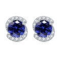 wholesale 925 Sterling Silver European and American Fashion Blue Sapphire Zircon Stud Earrings, Unique Earrings, Pure Silver Earrings, Niche Elegant and Exquisite Wholesale-0-16