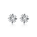 wholesale S925 Sterling Silver Nalan Ear Studs for Women, Korean Style Small Fresh Single Diamond Oval Smooth Surface Square Flower Ear Accessories G6066-0-4