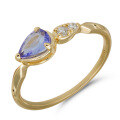 wholesale S925 Sterling Silver Plated 14k Gold Japanese-inspired Light Luxury Fashion Ring with Tanzanite-0-4