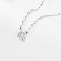 wholesale 925 Sterling Silver 26 Letter Necklace Light Luxury High-End Sense Pendant Necklace with Diamond-Encrusted Letters for Women Cross-Border E-Commerce Jewelry-G-Necklace-Platinum&gt;925 Silver (40+5cm)