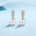 wholesale 925 Sterling Silver New Style Natural Freshwater Pearl Earrings for Women with Micro-Inlaid Moissanite Studs, High-End Textured Ear Drops Wholesale-0-0