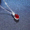 S925 Sterling Silver Moissanite Egg-Cut Cultured Emerald Ruby Sapphire Necklace-0-2