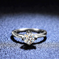 925 Silver Moissanite Ring Four-Prong Classic Women's Style-0-1