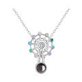 wholesale S925 Sterling Silver Maker's Ferris Wheel Rotating Projection Diamond-Inlaid Necklace 100 Languages I Love You Fashion Light Luxury Jewelry-0-4