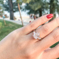 S925 Sterling Silver Rhodium-Plated Zircon Drop Ring for Women-0-2