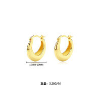 wholesale 925 Sterling Silver Cold Minimalist Style Vintage Summer Earrings,ins Circle Twistear Cuff For Women-E320E-Gold 925 Silver