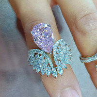 wholesale 925 Sterling Silver High-Carbon Diamond 10*15mm Pink Diamond Ring Luxury European and American Style Cross-Border Design-R1100 Pink Diamond No. 5