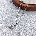 wholesale Sterling Silver Maker S999 Silver Pumpkin Peace and Joy Plain Silver Tassel Necklace Fashion New Chinese Style Niche High-End Collarbone Chain-0-3