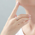 wholesale 925 Silver Full Diamond Single Row Square Round Ring for Women, Small Niche Fashionable Stacking Ring-0-3
