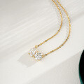 14K Gold Plated 925 Sterling Silver Moissanite Round Pendant Necklace-0-2