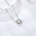 wholesale 18k Gold Plated Silver Moissanite Classic 50-Point Single Diamond Round Bubble UFO Pendant Necklace with O-Link Chain-0-1