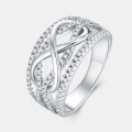 925 Silver Moissanite Mobius Micro-Set Hollow Crossover-0-3