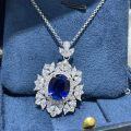 wholesale S925 Sterling Silver Gold Plated Lab-Grown Sapphire Ring and Necklace Set, Women's Premium Jewelry-0-2