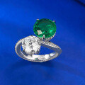 wholesale S925 Silver 10mm Simulated Emerald Round DiamondIns2023-0-2