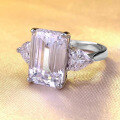 wholesale S925 Sterling Silver New 5ct Emerald Cut 12*8 Rectangle Ring for Women, Fashion Versatile-0-2