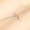 wholesale S925 Sterling Silver Minimalist Bohemian Tassel Butterfly Bracelet for Women, Nature-inspired Elegant Streamer Wrist Accessory-0-3