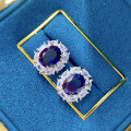 wholesale 925 Sterling Silver Zhuo Zhifan New 7*9 Blue Sapphire Earrings, Minimalist and Elegant Jewelry for Dropshipping-0-3