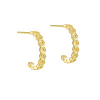 wholesale S925 silver 352 diamond honeycomb earrings for women, minimalist style, small and unique, elegant and luxurious, C-shaped design-18K gold [with sterling silver ear plugs]  925 silver