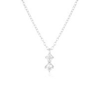 wholesale S925 Sterling Silver Fashion Four-prong Zircon Necklace,ins。-Platinum 925 silver