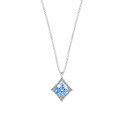 S925 Sterling Silver Blue Sapphire Moissanite Pendant Necklace Wholesale-0-3