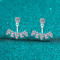 S925 Sterling Silver Full Moissanite Split Design Women's Earrings-6-carat pure Moissanite  925 silver