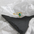 wholesale S925 Silver Korean Version Ring, INS Minimalist Luxury Versatile Green Zircon Plated Gold Women's Ring-0-1
