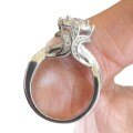 925 Silver Exaggerated Large 1-Carat Moissanite Iris Flower Ring for Women-0-3