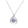 925 Silver Cross-Border Moissanite Necklace, 1 Carat Jumping Heart Pendant with Colorful Moving Waterdrop Moissanite-0-11