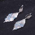 wholesale S925 Silver Designer Autumn Leaf Dragonfly Rare Jewelry Set with Natural Colored Gemstones Ring Earrings Pendant-0-3
