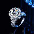 wholesale S925 Sterling Silver Cross-Border Moissanite Diamond Ring for Women 10 Carat High-End Large Carat Heavy Duty Ring Live Streaming Hot Seller-0-0