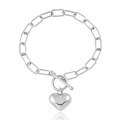 wholesale Silver 703OT Chain Link Heart Bracelet for Women, High-end Minimalist Small Batch Design, Unique Ins Style Wholesale Jewelry-0-0