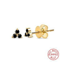 wholesale S925 Sterling Silver Geometric Clover Diamond Accent Luxury Earrings for Women, Cross-border Best-seller-Gold-Red Diamond